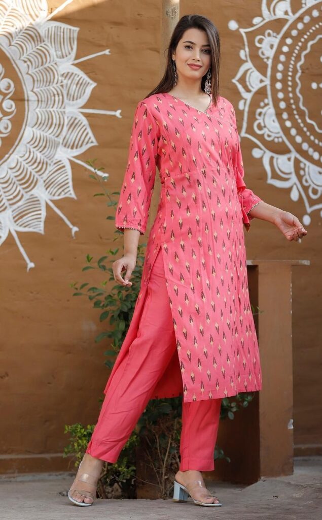 Ethnic Cotton Printed Kurti Pant Set Zeronear