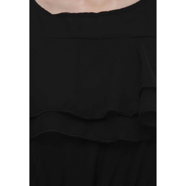 Fabulous Georgette Cold Shoulder Maxi Dress Black Closeup