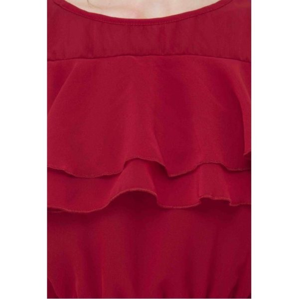 Fabulous Georgette Cold Shoulder Maxi Dress Red Closeup