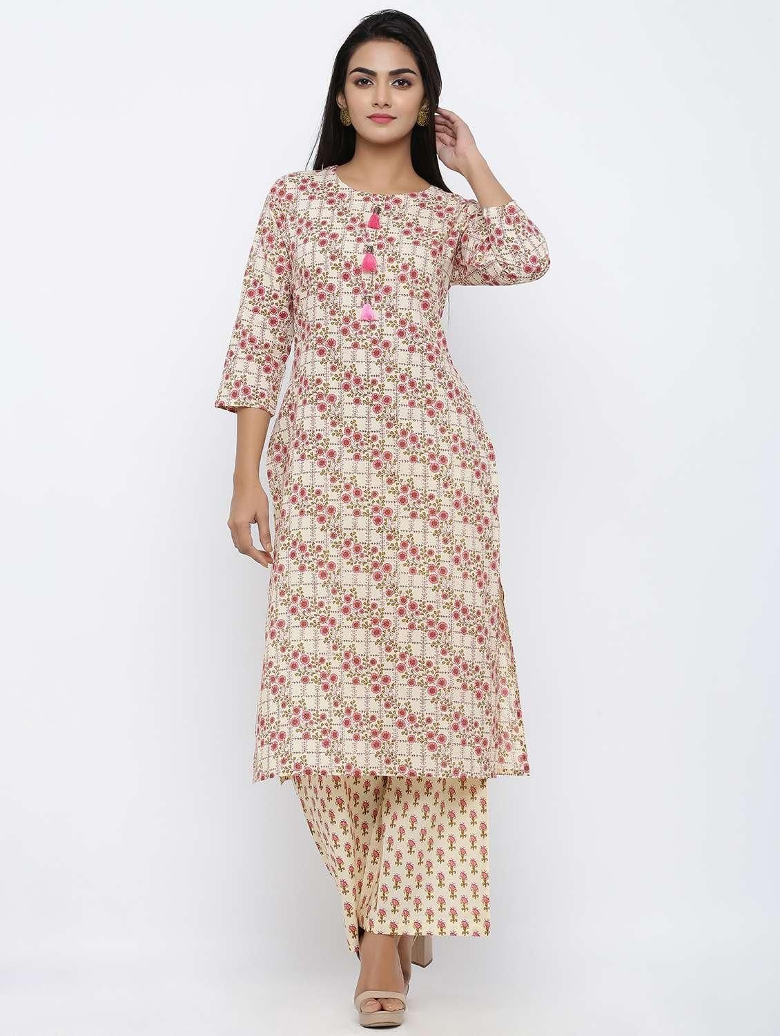 Adorable Cotton Cambric Printed Straight Palazzo Suit – Zeronear