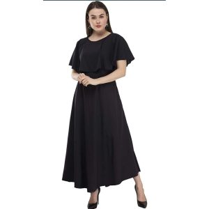 American Crepe Cape Sleeve Dress Black