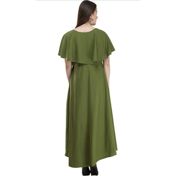 American Crepe Cape Sleeve Dress Green Back