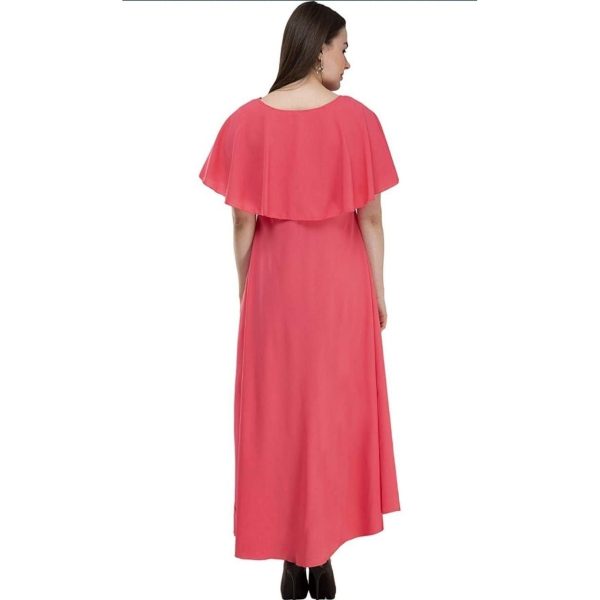 American Crepe Cape Sleeve Dress Pink Back