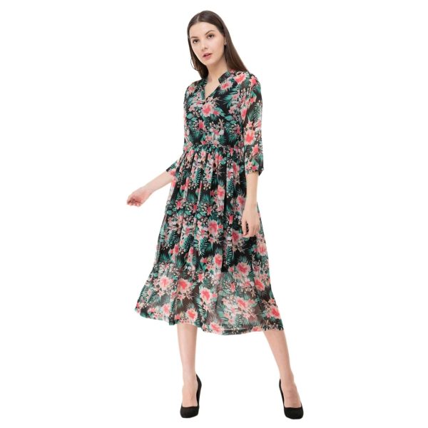 Classy Georgette Midi Dress Multicolor