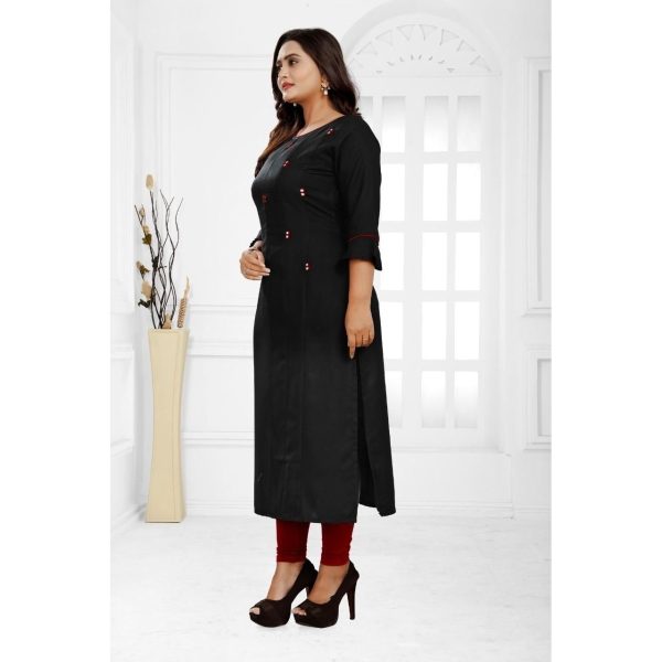 Stunning Rayon Solid Calf Length Kurti Black