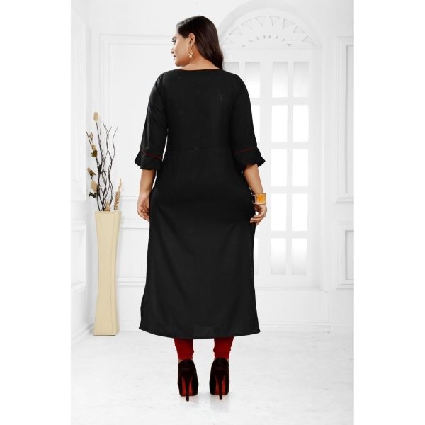 Stunning Rayon Solid Calf Length Kurti Black Back