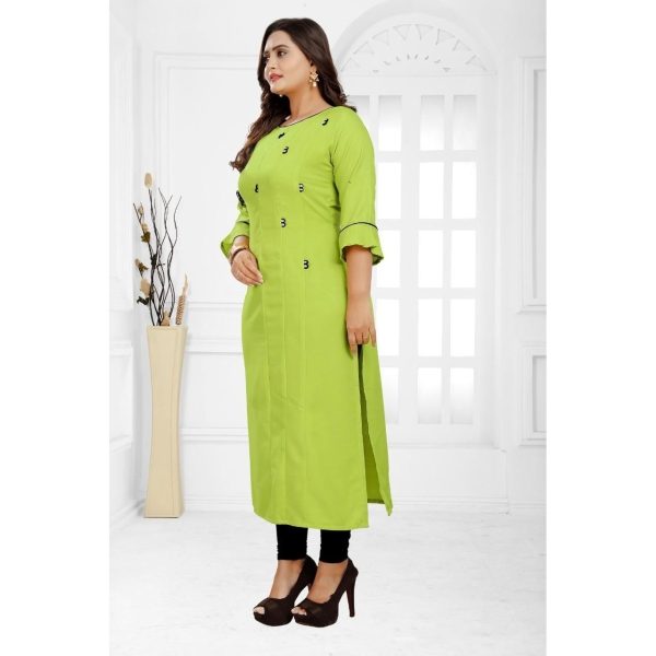 Stunning Rayon Solid Calf Length Kurti Light Green