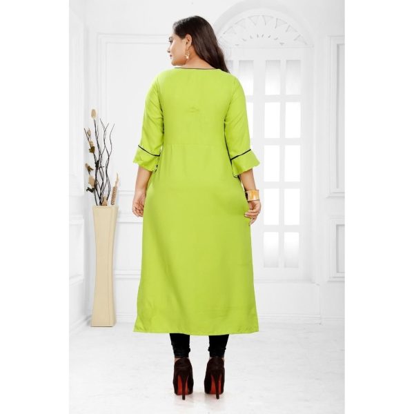 Stunning Rayon Solid Calf Length Kurti Light Green Back