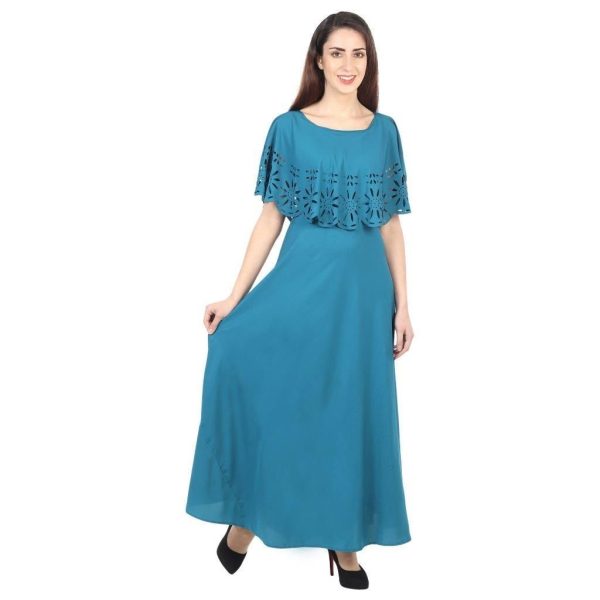 Charming Crepe Maxi Dress Light Blue 2