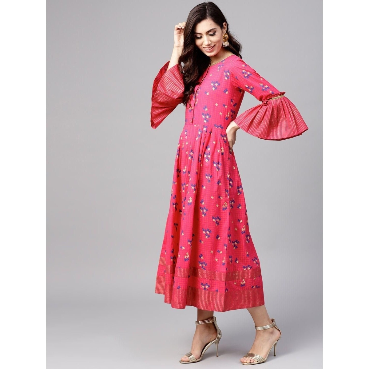 Cotton Printed Mid-Length Dress – Zeronear
