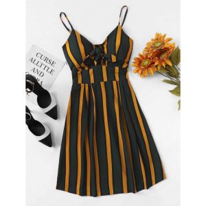 Crepe Stripe Short Dress Multi