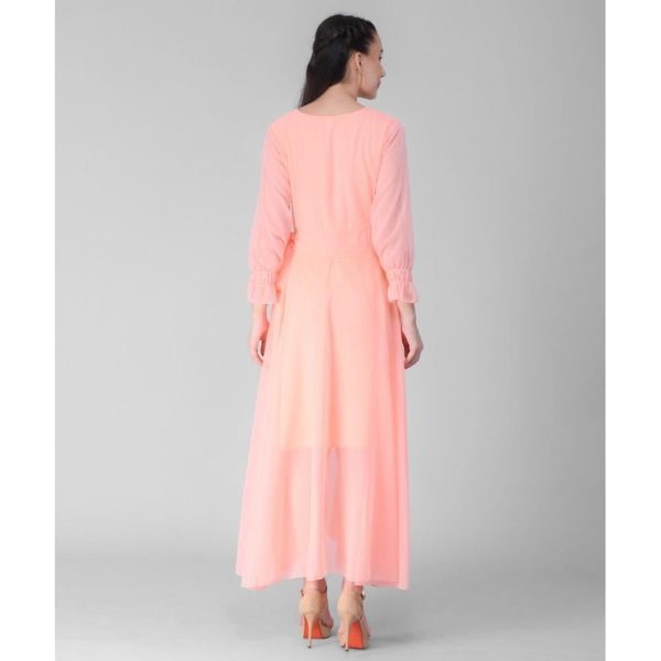 Georgette Solid Maxi Dress Pink Back