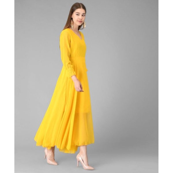 Georgette Solid Maxi Dress Yellow Side