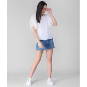 Georgette Solid Top White