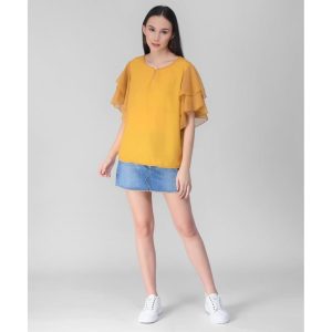 Georgette Solid Top Yellow