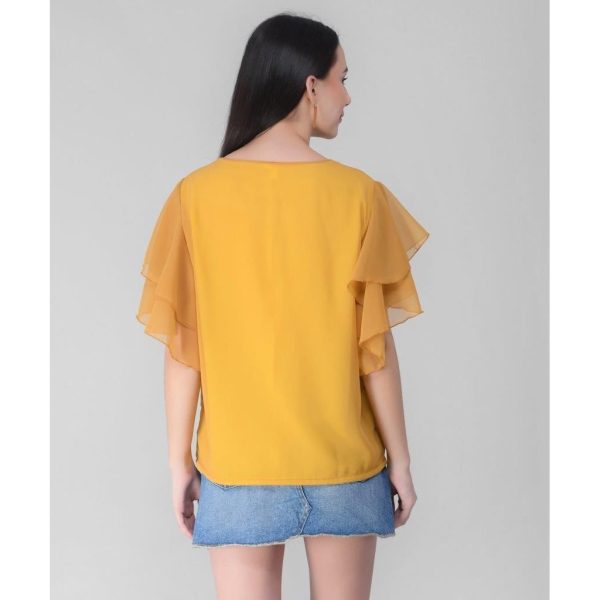 Georgette Solid Top Yellow Back