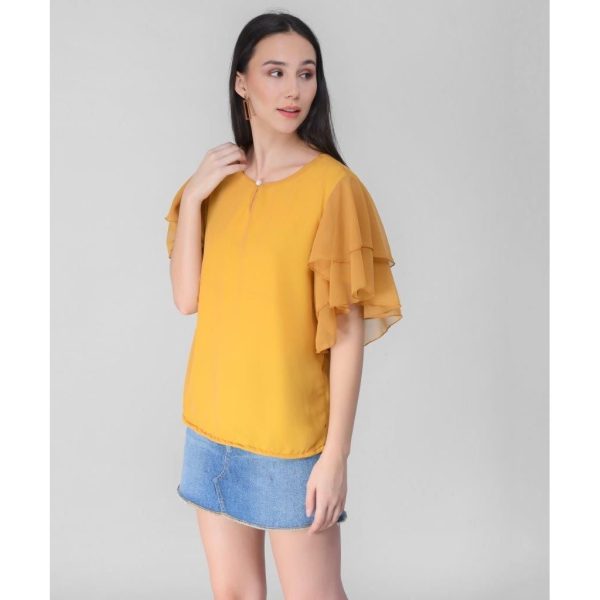 Georgette Solid Top Yellow Side