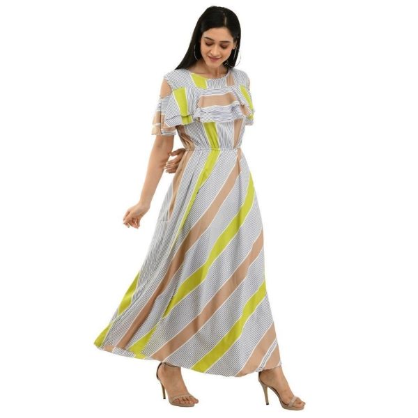 Poly Crepe Stripe Maxi Dress C1339370 3