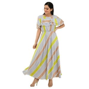 Poly Crepe Stripe Maxi Dress C1339370