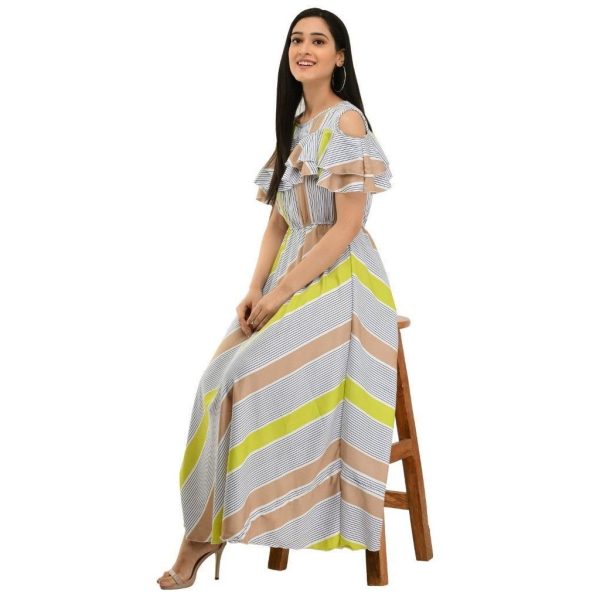 Poly Crepe Stripe Maxi Dress C1339370 4