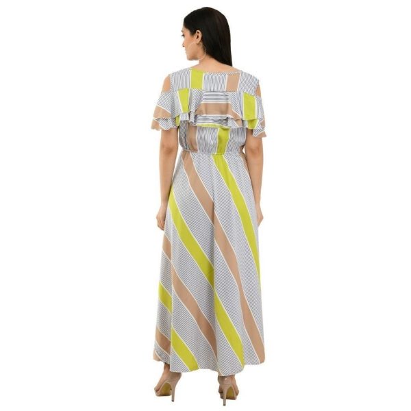 Poly Crepe Stripe Maxi Dress C1339370 Back