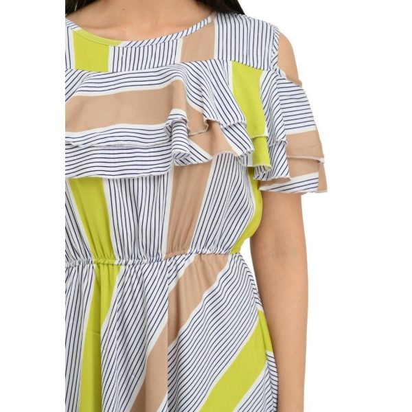 Poly Crepe Stripe Maxi Dress C1339370 Closeup