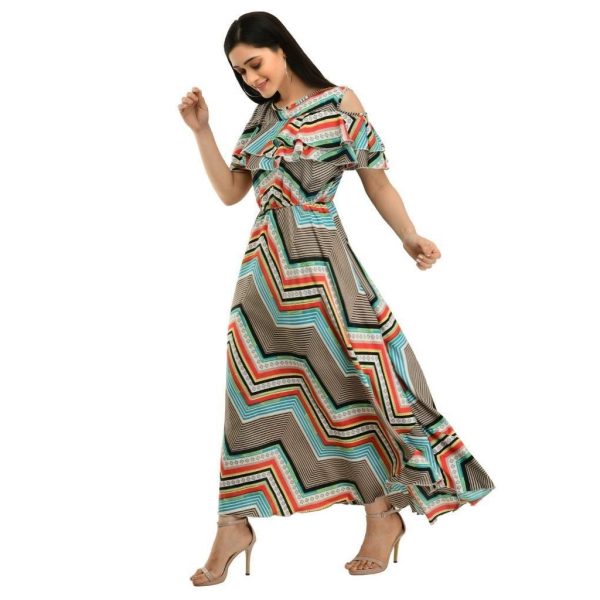 Poly Crepe Stripe Maxi Dress Multicolor C1339369 2