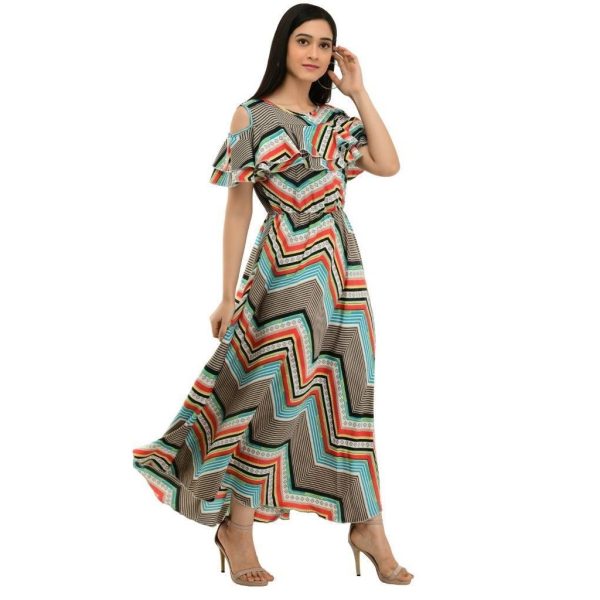 Poly Crepe Stripe Maxi Dress Multicolor C1339369 3