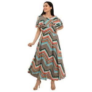 Poly Crepe Stripe Maxi Dress Multicolor C1339369