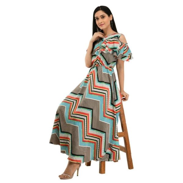 Poly Crepe Stripe Maxi Dress Multicolor C1339369 4