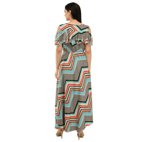 Poly Crepe Stripe Maxi Dress Multicolor C1339369 Back