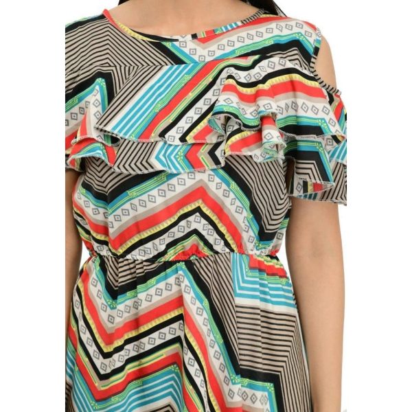 Poly Crepe Stripe Maxi Dress Multicolor C1339369 Closeup