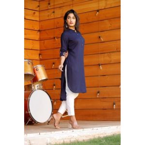 Decent 14 kg Rayon Dobby Pattern With Embroidery work Button Kurtis Set