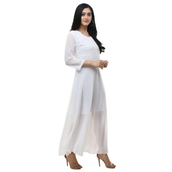 Georgette Solid Maxi Dress White Side