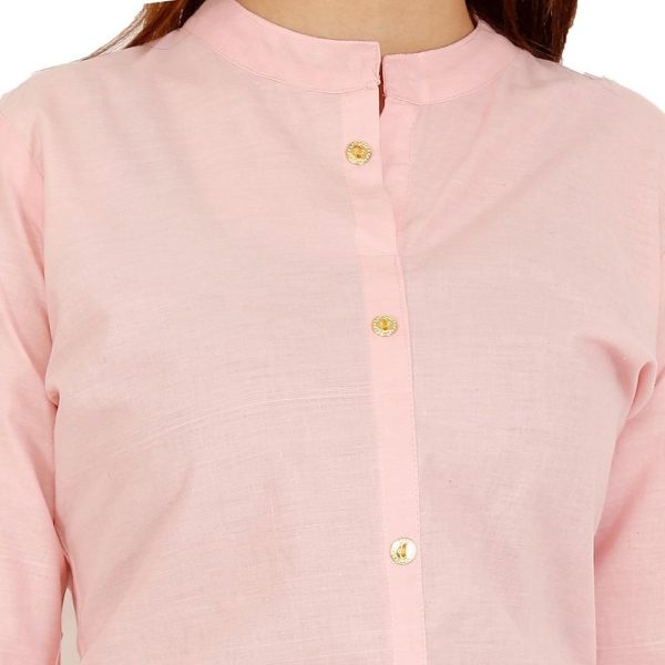 Cotton Solid Kurti With Buttons Rose Closeup