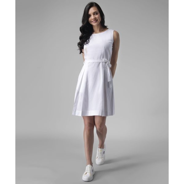 Cotton Solid Short Dress White