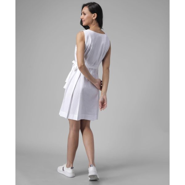 Cotton Solid Short Dress White Back