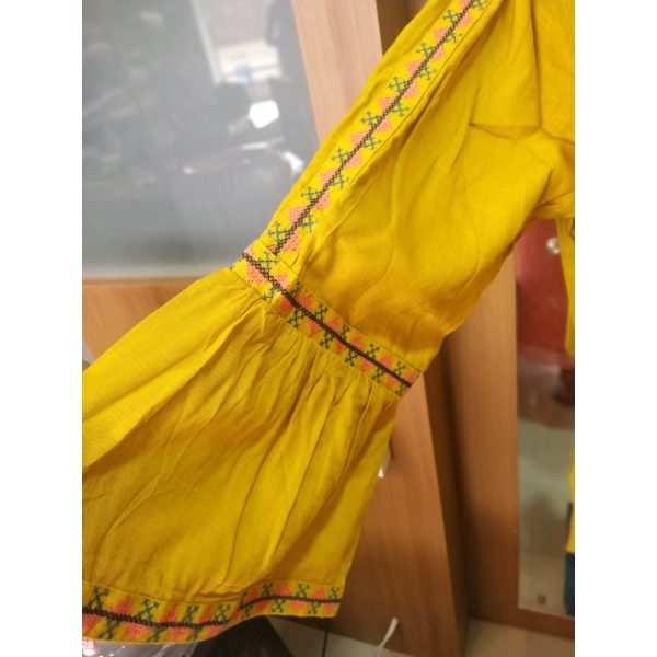 Cotton Long Top Yellow Sleeves