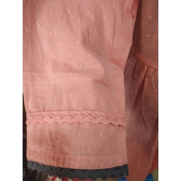 Cotton Long Tops Pink Sleeves